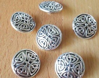 Celtic eternity knot silver shank  button, set of 6, boho, bohemian, 18 mm, destash