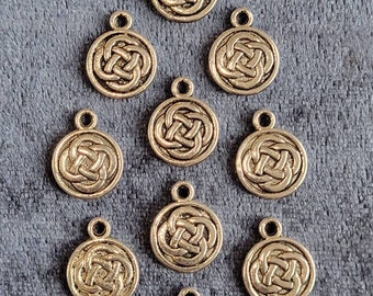 10 or 20 pk Tiny Celtic Knot Charm, eternity knot pendant, druidic knot, silver tone zinc alloy, metal, destash