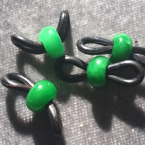 Jade Eyeglass holders, set of 4, Eyeglass chain holders, eyeglass grip components, black color Natural green Myanmar Jade, Burmese, custom