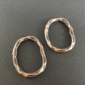 10 pk Copper drop linking rings, twisted branch look frame, red copper alloy, antique copper, large, boho, bulk, destash, finding image 2