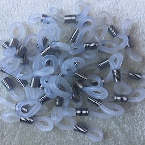 Eyeglass holders set of 20, 50, or 100, eyeglass chain holders, eyeglass holder components, white color with stainless steel coil, destash