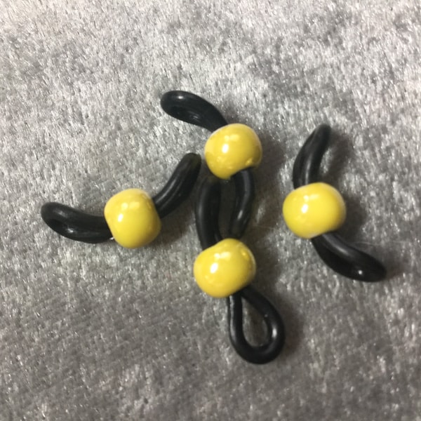 Eyeglass holders set of 10 sunflower yellow porcelain, handmade ceramic eyeglass grip components, black rubber color sun yellow glaze,custom