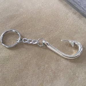 Fishhook keychain, fishing pendant, nautical, metal pendant keychain, hook key ring, fisherman, sportsman, boho, gift, men