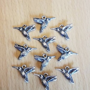 10 or 20 pk 3D Hummingbird Charms, bird, garden, animal, charm, pendant, zinc metal alloy, destash
