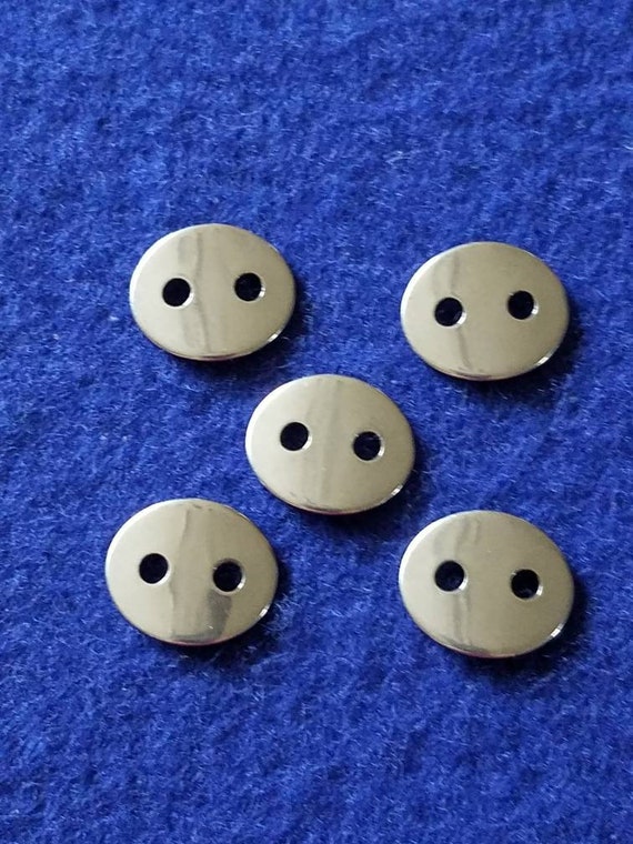 Set of 10, Stainless steel buttons, Two hole buttons, non tarnish, Silver tone buttons, destash