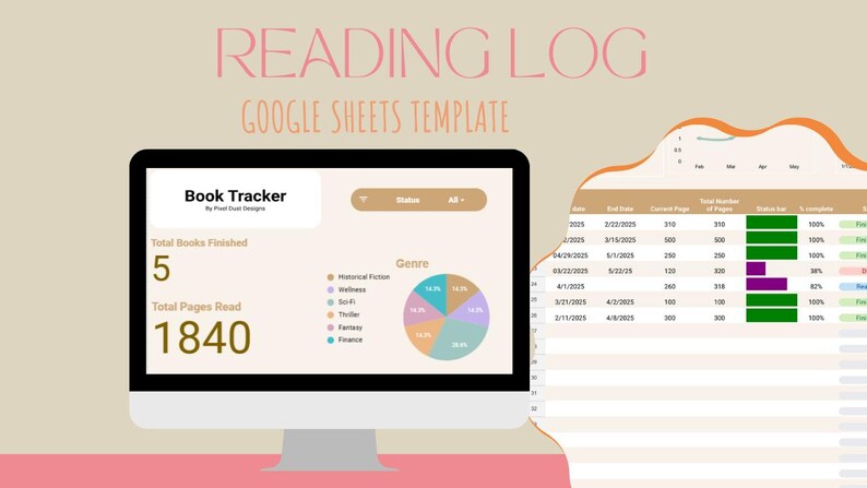 Reading Log Digital Template - Etsy