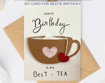 DIY Tea Bag Birthday Card | Printable Bestie Gift (A4, US Letter)