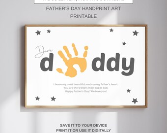 Father's Day Handprint Art, Sentimental Poem Gift (Digital Download)