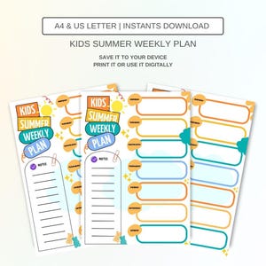 Kids Summer Schedule | Kids Schedule | Summer Calendar | Editable PDF | Screen Time Checklist | Summer Activity Schedule | Planner Printable