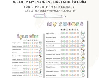 Editable Kids Chore Chart: Daily & Weekly Responsibility (PDF)