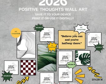 2026 Positive Mindset Wall Art, Inspirational Decor (PDF)