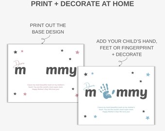 Mother's Day Handprint Art, Sentimental Poem Gift (Digital Download)