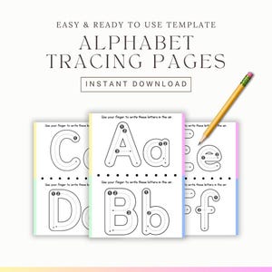 Alphabet Tracing Worksheets for Kids | Upper & Lowercase Letters | ABC Flashcards | Preschool Handwrit Practice | Printable PDF | Worksheets