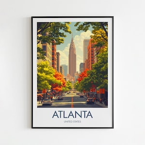 Atlanta Poster, Travel Poster, Atlanta Print, Atlanta Illustration, Atlanta City Art, Atlanta City Print, Atlanta Wall Art