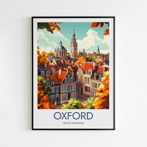 Oxford Poster, Travel Poster, Oxford Print, Oxford Illustration, Oxford City Art, Oxford City Print, Oxford Wall Art