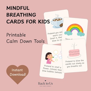 Mindfulness-ademhalingskaarten voor kinderen – afdrukbare hulpmiddelen voor kalmerende hoek – Emoties voor kleuters – copingvaardigheden (pdf)