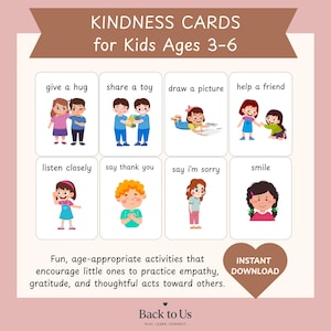 Freundlichkeits-Karten für Kinder im Vorschulalter | Druckbare Aktivitäten, um Empathie und Dankbarkeit zu unterrichten | Taten der Freundlichkeit für Kinder | PDF-Download