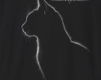 Black Cat Silhouette T-Shirt: Softstyle Cotton Tee for Cat Lovers