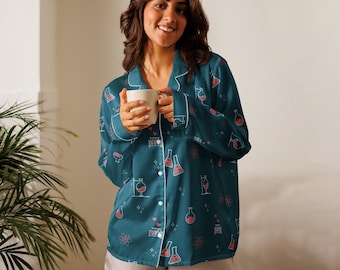 Love Hypothesis Long Sleeve Pajama Shirt (Dark Blue) | Love Hypothesis by Ali Hazelwood I Officially licensed