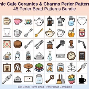 Patrones de cuentas Perler de Chic Cafe Ceramics, 48 diseños (descarga en PDF)