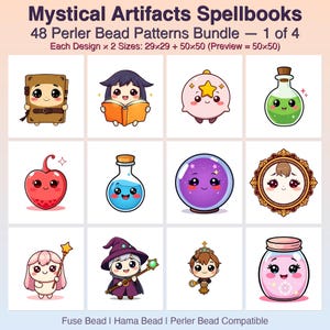 Mystical Artifacts Spellbooks Perler Bead Patterns Bundle, 48 Designs (PDF Digital Download)