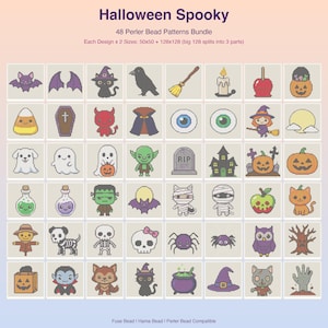 Halloween Bügelperlen Muster, 48 gruselige Pixel Art Designs (Digitaler Download)