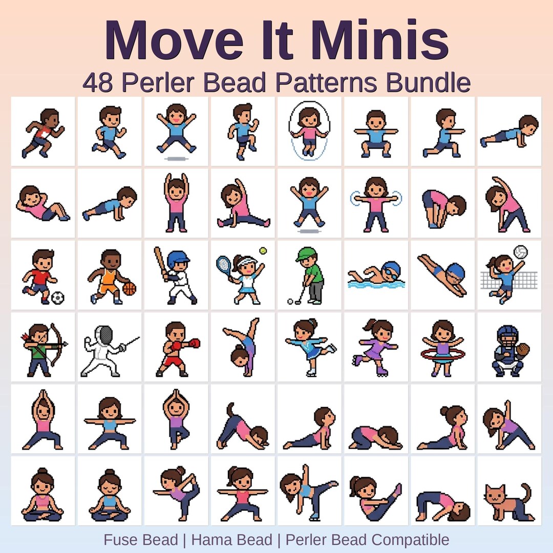 Move It Minis Perler Bead Patterns Bundle, 48 Designs (PDF Digital ...