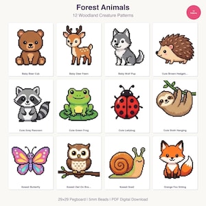 Forest Animals Perler Bead Patterns | Fox, Owl, Deer Templates (Digital Download)