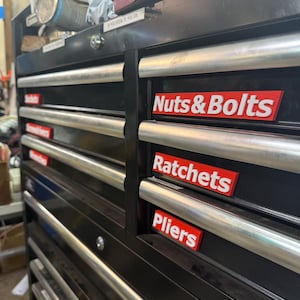 Custom 3D Printed Toolbox Labels (Set of 10) - Magnetic Tool Drawer Tags - Personalized Garage & Shop Organization