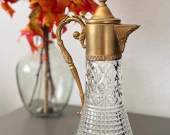 Vintage Gold-Plated Crystal Decanter beautifully accented with Hallmarks/markings-RARE Decanter