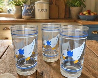Vintage"Country Goose" pattern by Libbey glassware - Set of 3 glasses