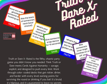 Truth or Dare X-Rated - Party Game | Drinking Game | Adult Party Game | Pride Game | College Party | Birthday Party | NSFW Game