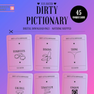 Gioco Pictionary Sporco - Gioco per feste per adulti / Gioco da bere / Download immediato / Gioco stampabile / Serata di giochi / Gioco di carte per adulti / Addio al nubilato