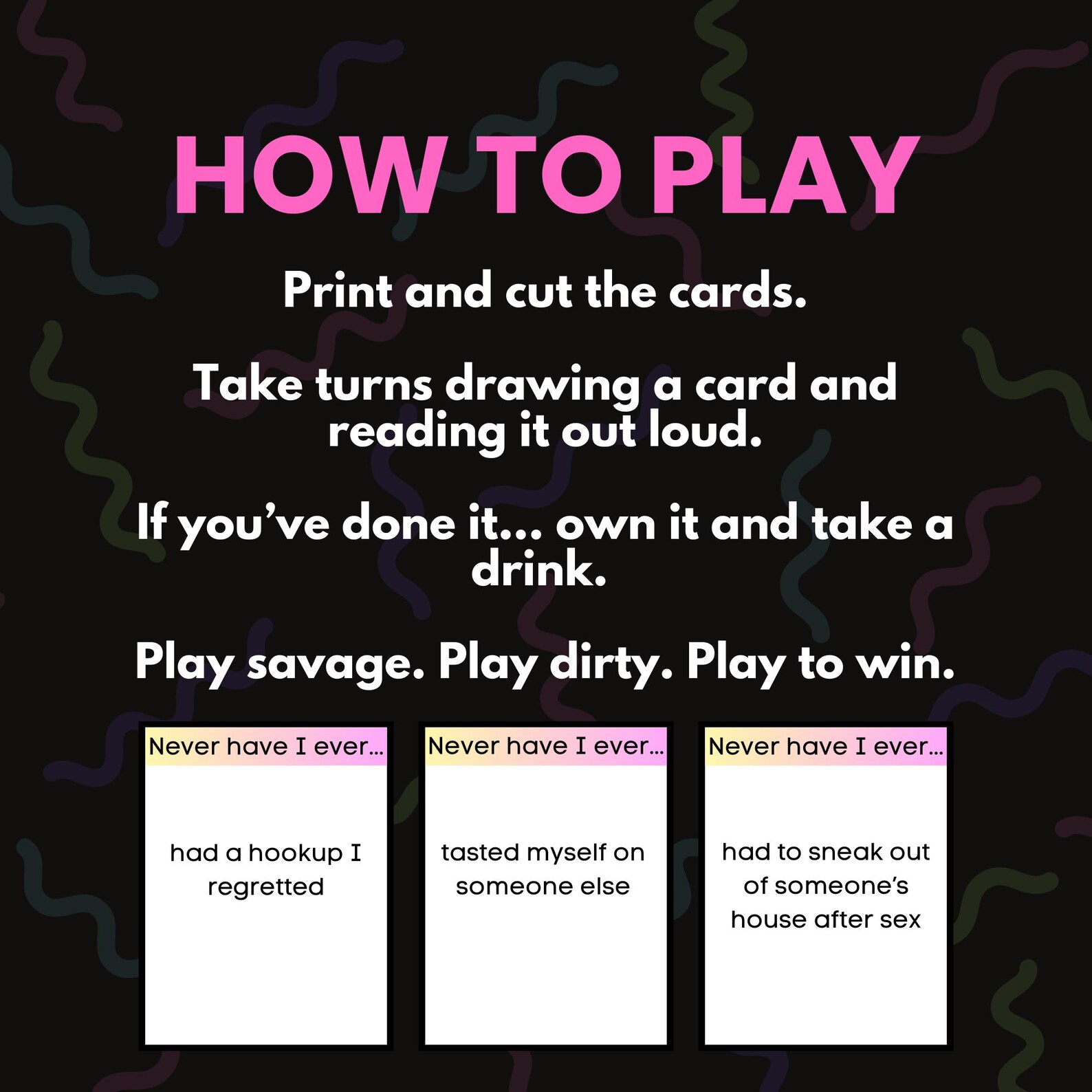 Never Have I Ever – Dirty AF Edition | Printable Drinking Game ...