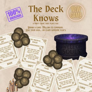 The Deck Knows - Jeu de société à imprimer | Jeu à boire | Jeu de sorcières inspiré du destin et du tarot | Fête d'Halloween | Jeu Oracle