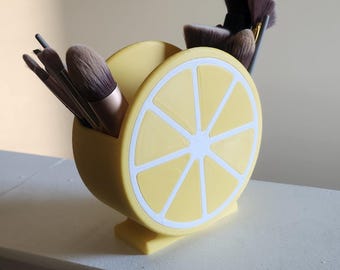 Porte-pinceau de maquillage citron et agrumes - Fichier STL imprimable en 3D - Organisateur mignon pour la vanité, le bureau ou des cadeaux