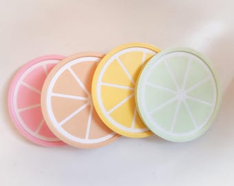 Ensemble de sous-verres aux agrumes imprimables en 3D : citron, citron vert, orange, pamplemousse (fichier STL)
