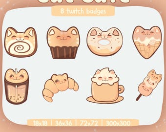 Cat Cafe Bakery Twitch-prenumerationsmärken | Kanalpoäng | Emotes | Discord-ikoner