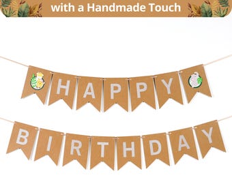 Safari Birthday Banner – Pre-Strung Jungle Animals Happy Birthday Banner for Boys, Girls, and Teens,  Zoo Birthday Party Supplies for Kids