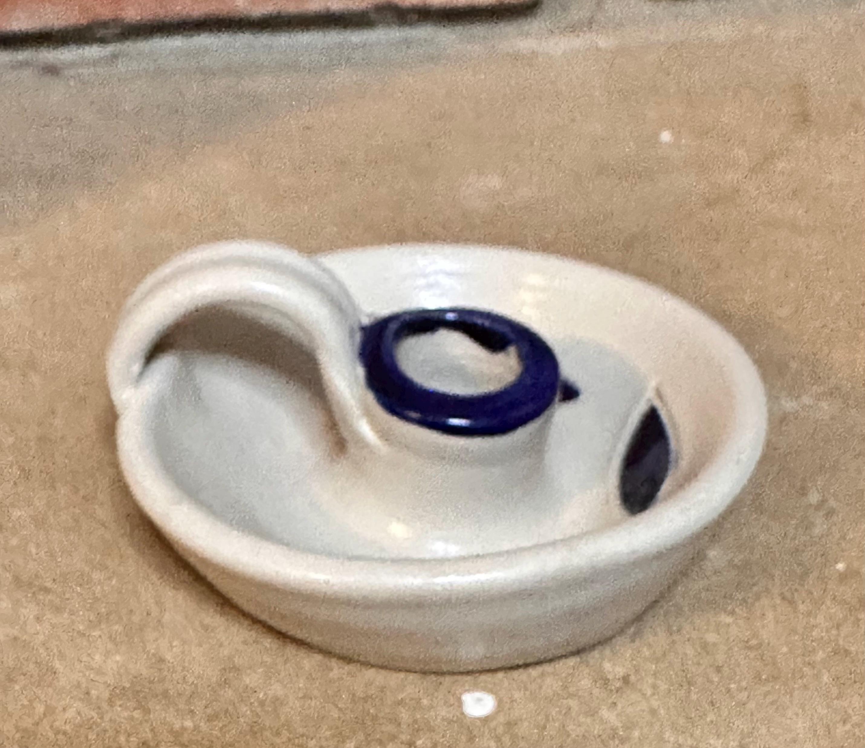 Vintage Williamsburg Pottery candlestick holder, also known as a chamberstick