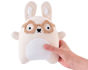 Bunny Plush Toy, Cute Rabbit Plushie, Bunny in Glasses