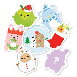 Merry Christmas-stickerspakket, schattige personagestickers, kerststickers