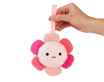 Soft Plush Pink Flower Rattle Toy