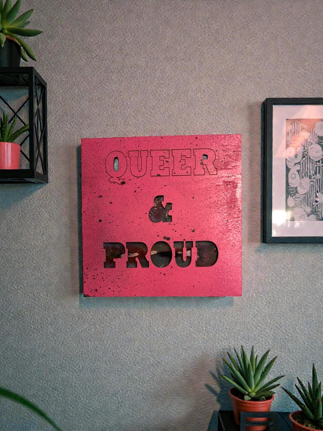 Handmade Inclusive Signs Queer and Proud Sign | LGBTQ+ Pride Wall Art | Handmade Laser Cut Wood ...