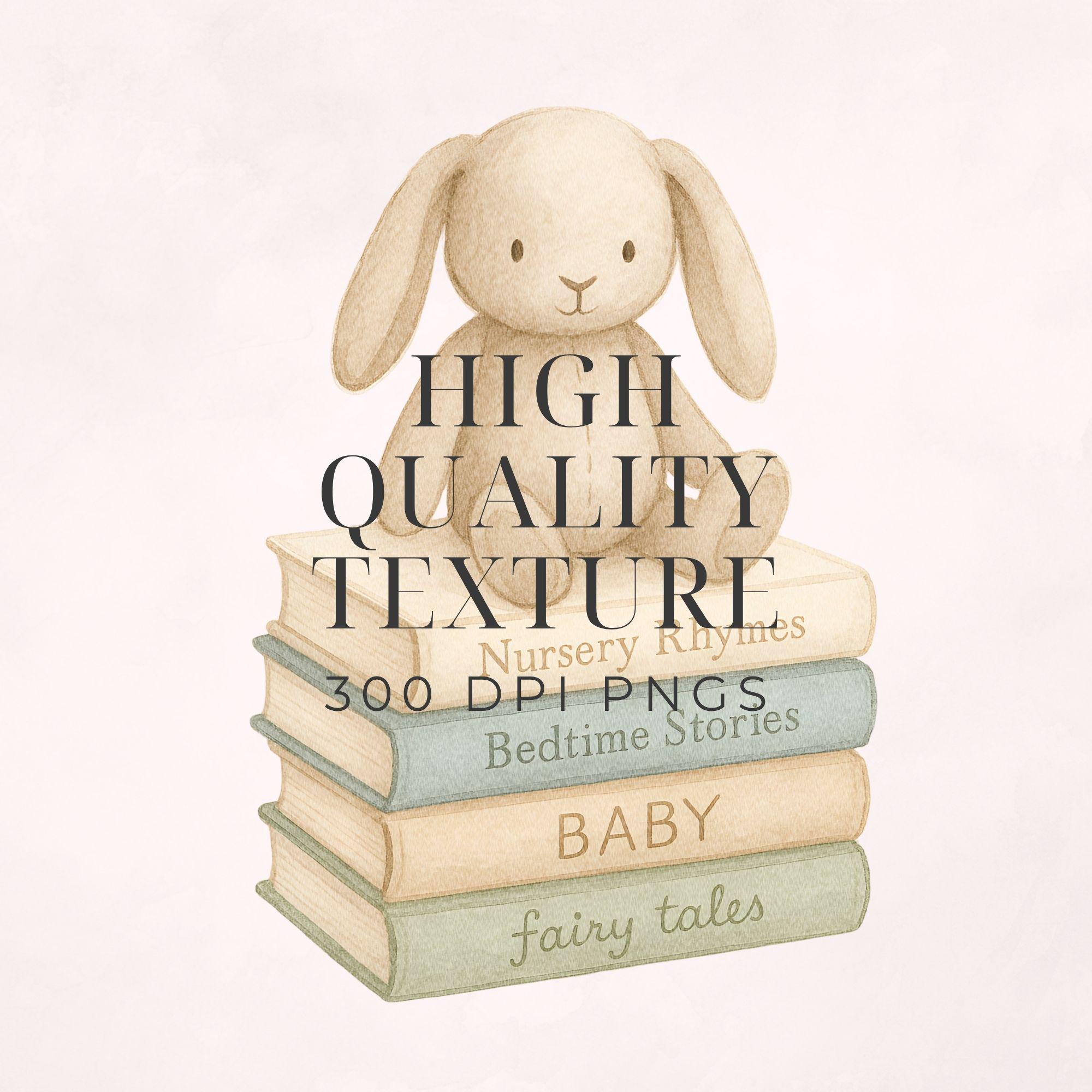 Baby Book Stack Clipart, Watercolor Stacked Books, Nursery Decor ...