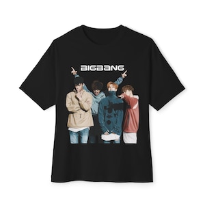Kpop Bigbang OT4 Unisex Tee, Oversized Box Tshirt, Fan Merch, Music Concert Fashion, Korean Band Top