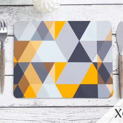 Scandinavian Modern Placemats Set Of 6 Mustard Yellow And Etsy