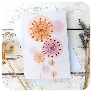 Spring Flowers Greetings Card - Retro Alliums Blank Card - Vintage Boho Style - Mid Century Floral Card - All occasion card