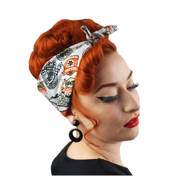 Retro Speedway Bandana Greaser Girl Head Scarf Drag Racing Etsy