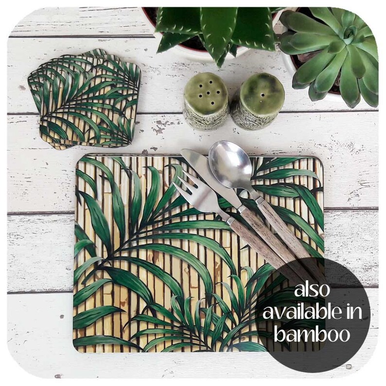 Palm Leaf Print Placemats Set of 4 Tropical Table Mats Etsy UK